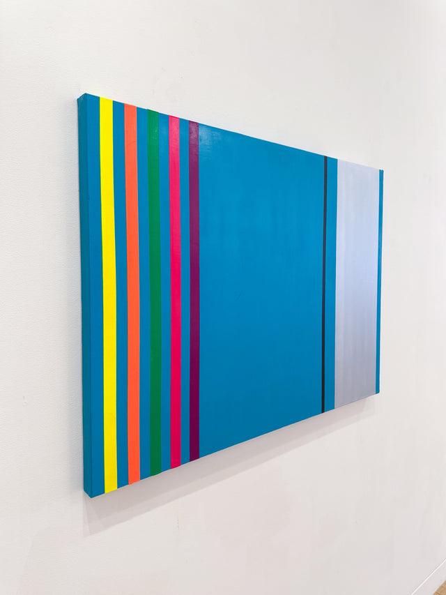 Osvaldo Mariscotti: Untitled (Black and Silver over Turquoise), 2025