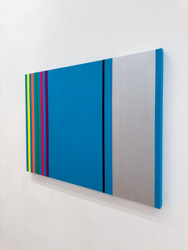 Osvaldo Mariscotti: Untitled (Black and Silver over Turquoise), 2025