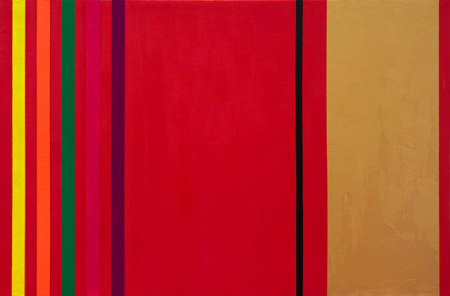 Osvaldo Mariscotti: Untitled (Black and Gold over Crimson), 2025