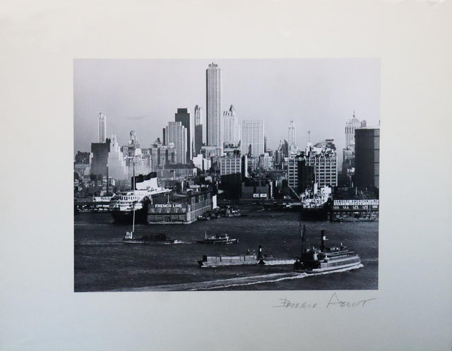 Berenice Abbott: New York City Skyline and Piers from New Jersey, 1938
